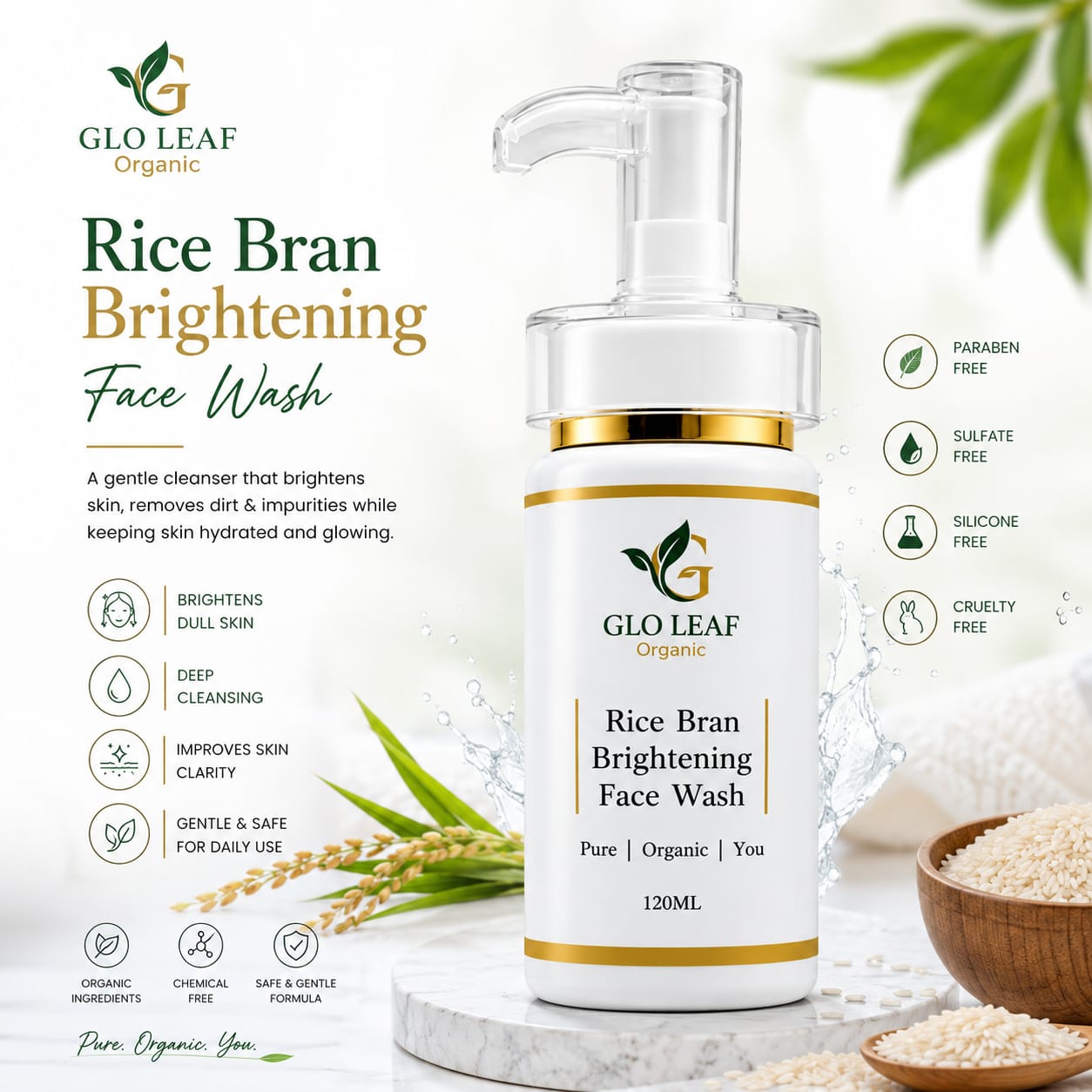 Rice Bran Brightening Face Wash (For Oily Skin)